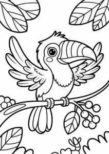 Baby Toucan Coloring Page Spreading Wings For Preschoolers 10
