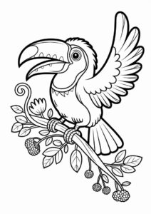 Baby Toucan Coloring Page Spreading Wings For Preschoolers 11