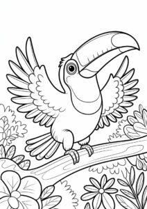 Baby Toucan Coloring Page Spreading Wings For Preschoolers 12