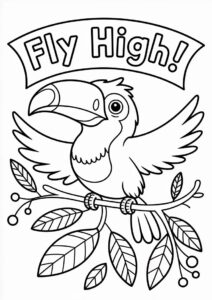 Baby Toucan Coloring Page Spreading Wings For Preschoolers 13