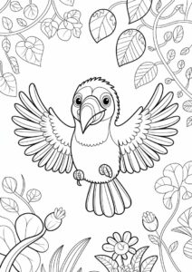 Baby Toucan Coloring Page Spreading Wings For Preschoolers 15