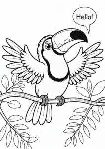 Baby Toucan Coloring Page Spreading Wings For Preschoolers 18