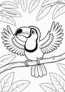 Baby Toucan Coloring Page Spreading Wings For Preschoolers 19