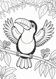 Baby Toucan Coloring Page Spreading Wings For Preschoolers 20