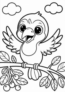 Baby Toucan Coloring Page Spreading Wings For Preschoolers 3