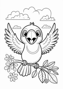 Baby Toucan Coloring Page Spreading Wings For Preschoolers 4