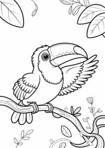 Baby Toucan Coloring Page Spreading Wings For Preschoolers 7