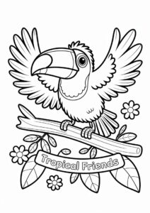 Baby Toucan Coloring Page Spreading Wings For Preschoolers 8