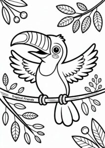 Baby Toucan Coloring Page Spreading Wings For Preschoolers 9