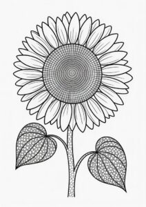 Big Bold Sunflower Coloring For Adults 1