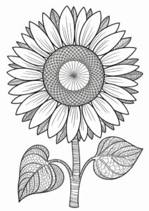 Big Bold Sunflower Coloring For Adults 2