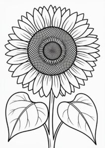 Big Bold Sunflower Coloring For Adults 4