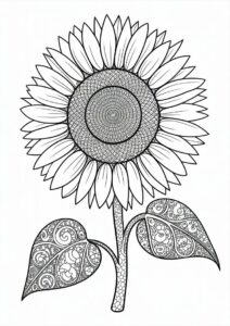 Big Bold Sunflower Coloring For Adults 8