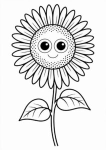 Big Eyed Sunflower Coloring For Kids 1