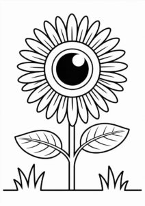 Big Eyed Sunflower Coloring For Kids 2