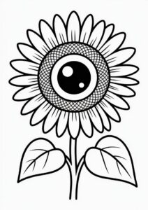Big Eyed Sunflower Coloring For Kids 3
