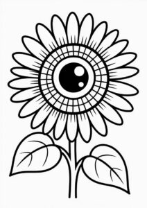 Big Eyed Sunflower Coloring For Kids 4