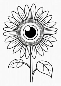 Big Eyed Sunflower Coloring For Kids 5