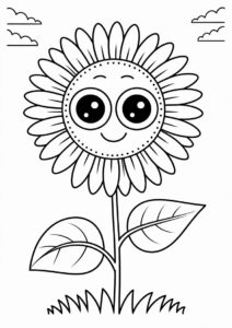 Big Eyed Sunflower Coloring For Kids 6