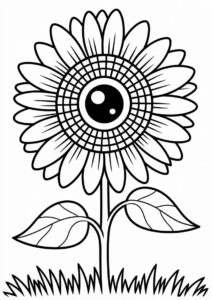 Big Eyed Sunflower Coloring For Kids 7