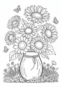 Bouquet Of Sunflowers Coloring In 11
