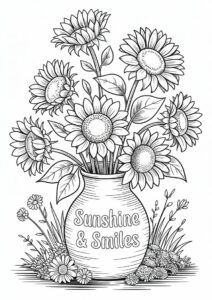 Bouquet Of Sunflowers Coloring In 12