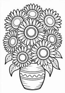 Bouquet Of Sunflowers Coloring In 3