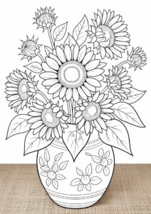 Bouquet Of Sunflowers Coloring In 4