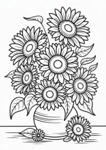 Bouquet Of Sunflowers Coloring In 5
