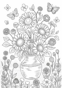 Bouquet Of Sunflowers Coloring In 6
