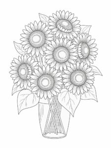 Bouquet Of Sunflowers Coloring In 7
