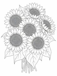 Bouquet Of Sunflowers Coloring In 8