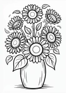 Bouquet Of Sunflowers Coloring In 9