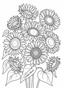 Bunch Of Detailed Sunflowers For Coloring 3