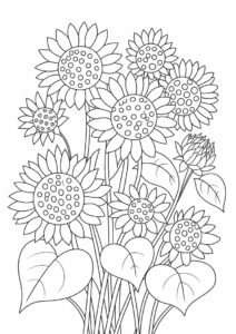 Bunch Of Detailed Sunflowers For Coloring 4