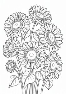 Bunch Of Detailed Sunflowers For Coloring 7