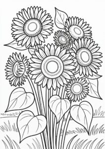 Bunch Of Detailed Sunflowers For Coloring 8