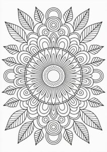 Coloring Mandala Sunflower For Adults 5