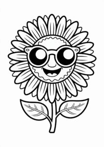 Cool Sunflower Wearing Sunglasses For Coloring 1