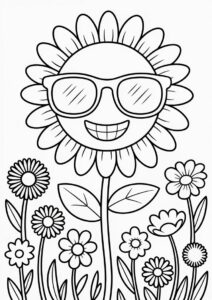 Cool Sunflower Wearing Sunglasses For Coloring 10