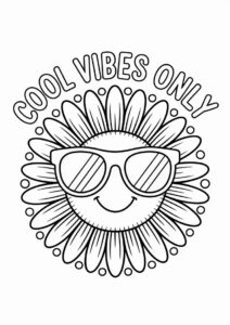 Cool Sunflower Wearing Sunglasses For Coloring 2