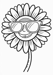 Cool Sunflower Wearing Sunglasses For Coloring 3