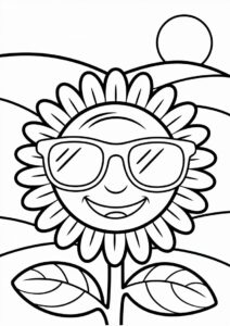 Cool Sunflower Wearing Sunglasses For Coloring 4