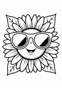 Cool Sunflower Wearing Sunglasses For Coloring 6