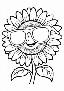 Cool Sunflower Wearing Sunglasses For Coloring 7