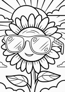 Cool Sunflower Wearing Sunglasses For Coloring 9
