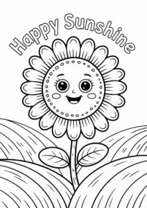 Cute Smiling Sunflower Coloring For Kids 4