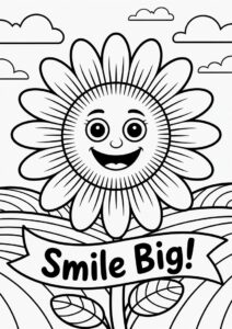 Cute Smiling Sunflower Coloring For Kids 5