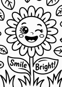 Cute Winking Sunflower Coloring In 11