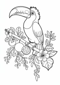 Detailed Adult Toucan Coloring Page 2